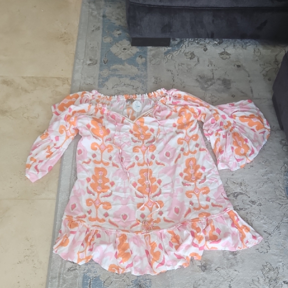 Skemo Pink and Orange Patterned Dress